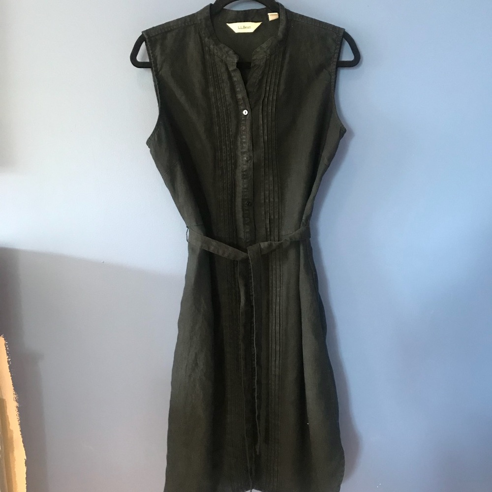 LL Bean Weathered Black Linen Dress